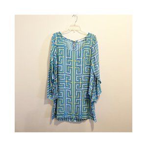 Blue Silk Dress Size L (Measurements in Photos)